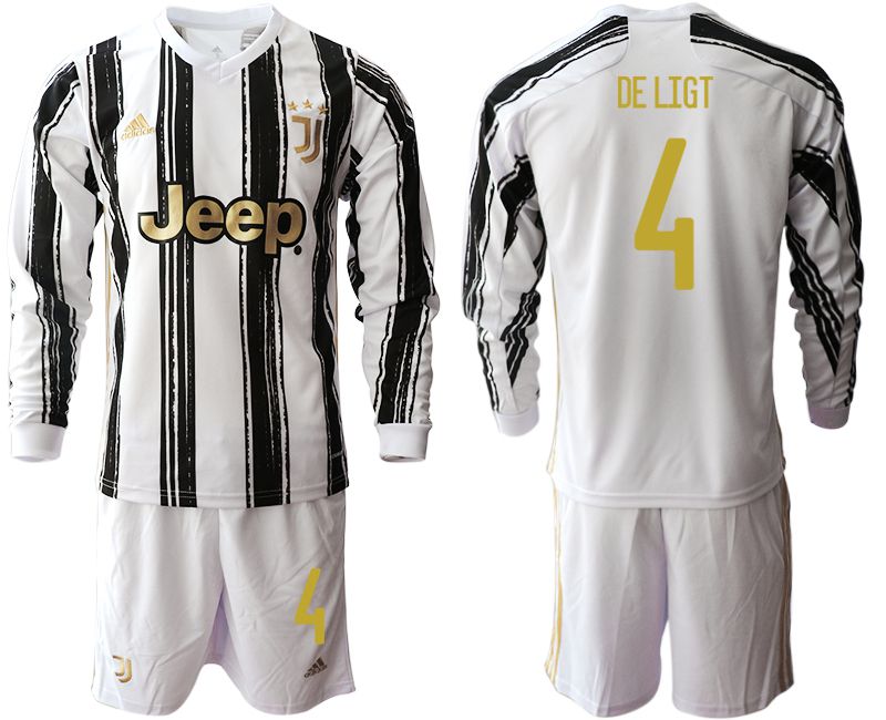 Men 2020-2021 club Juventus home long sleeves #4 white Soccer Jerseys